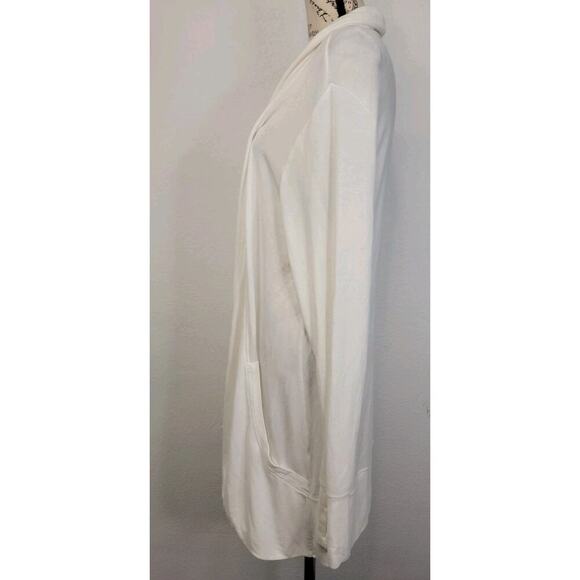 Athleta Wrap Cardigan Womens MT Tall Pockets Soft Long White Thumbholes Pockets - Picture 8 of 11